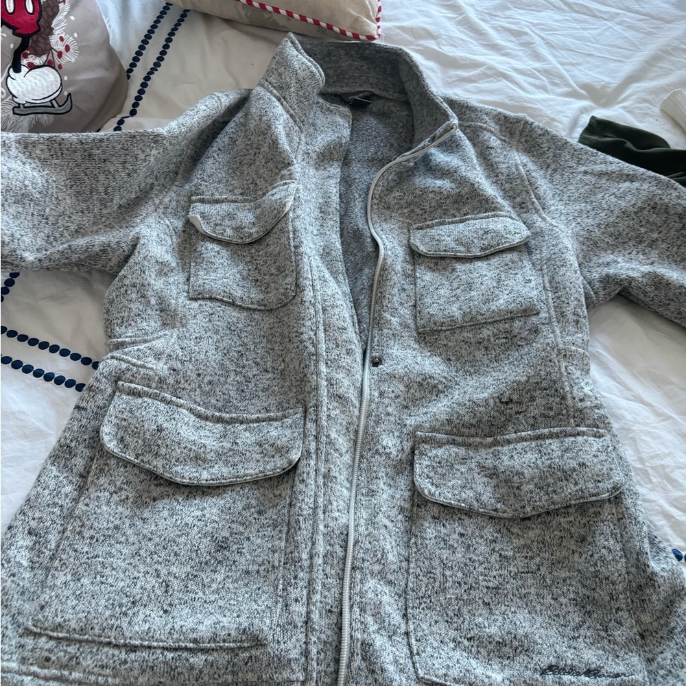 Eddie Bauer , Woman’s size L zip up sweater fleece jacket. Worn 2x